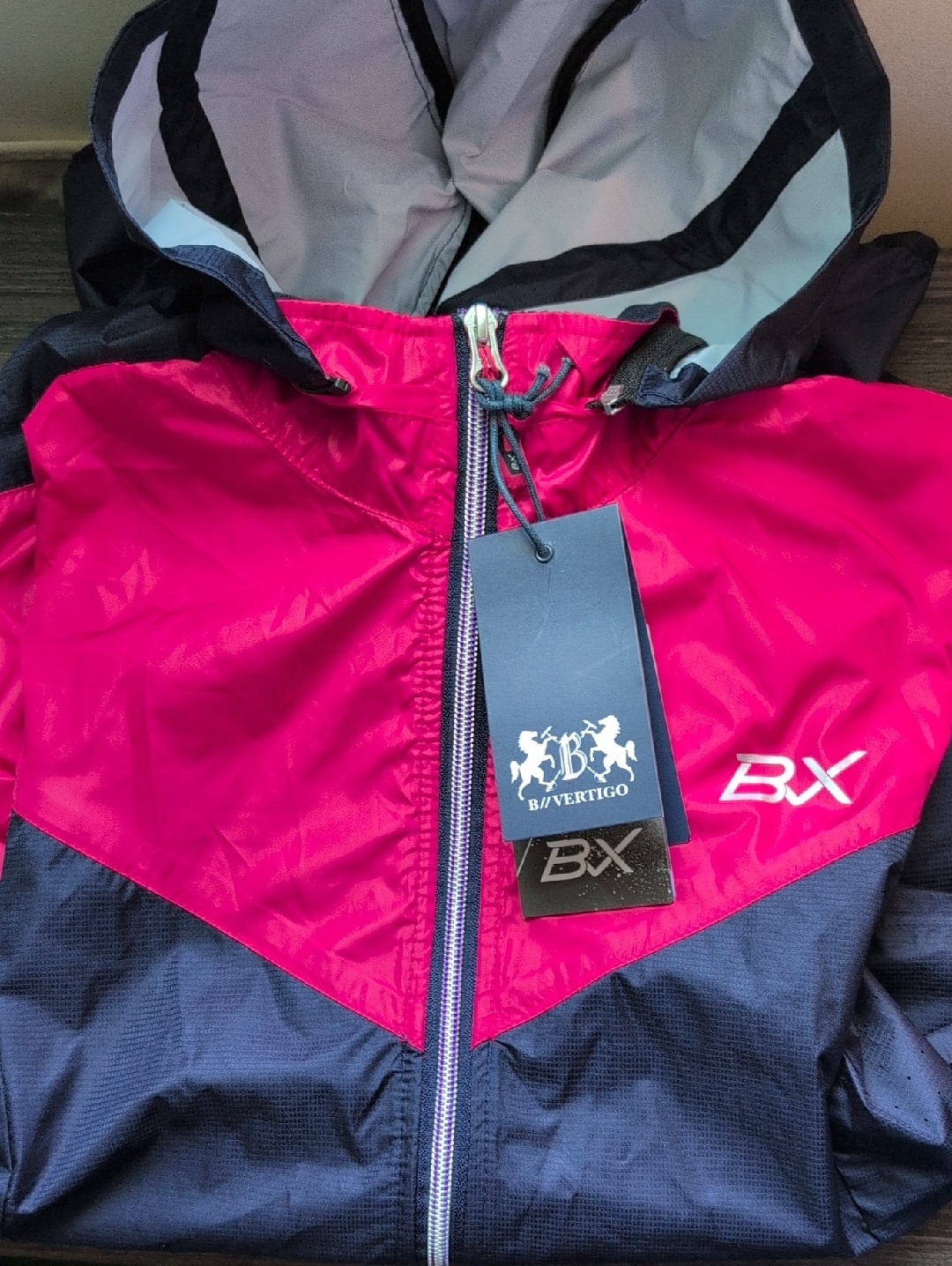 Bx B/Vertigo Two-Tone Windbreaker Jacket - Pink & Navy Sz 8 Riding Jacket